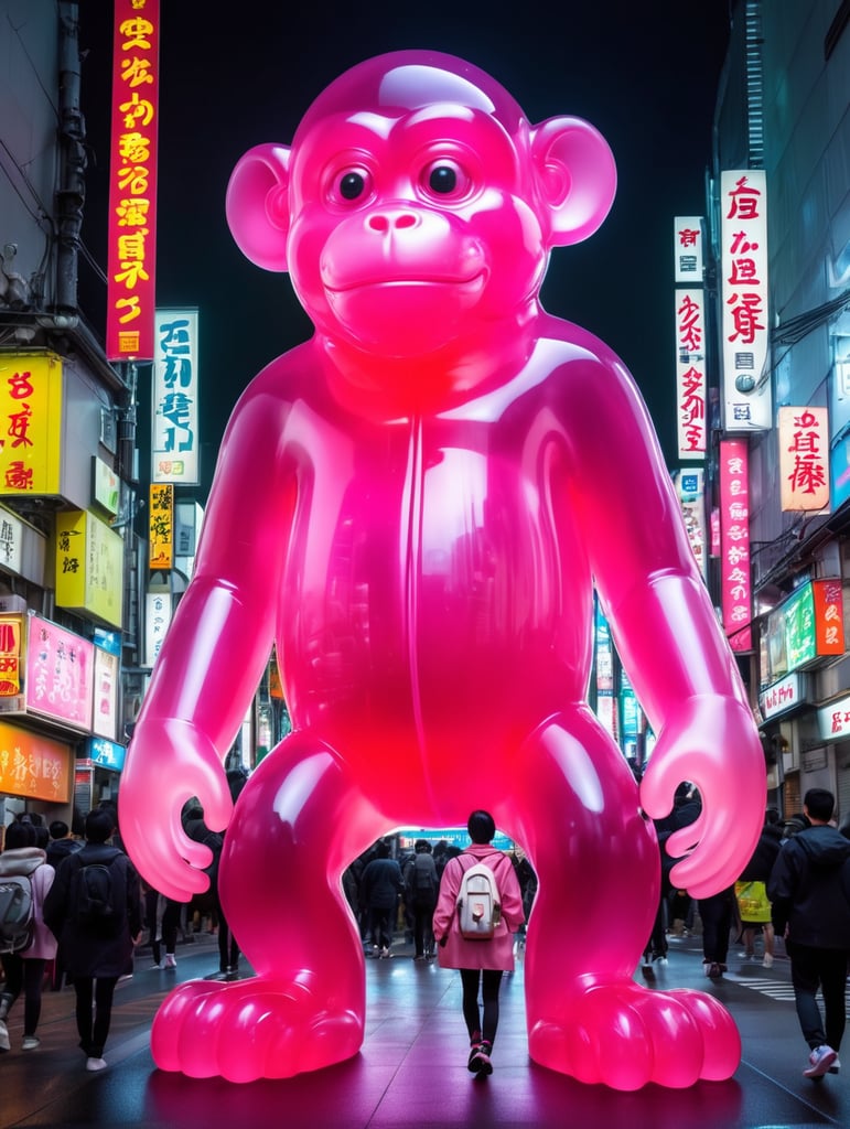 Premium Free ai Images | giant japanese gummy monkey translucent four ...