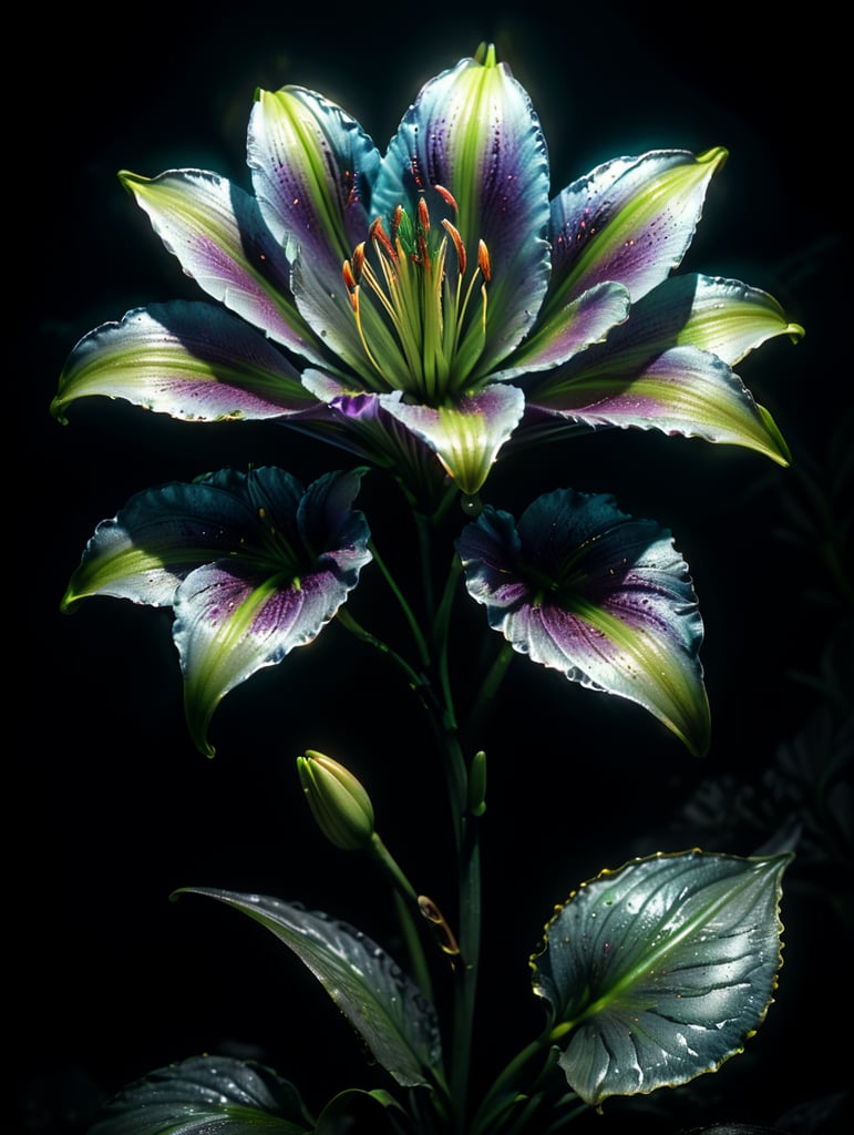 Premium Free ai Images | bioluminescent flower lily hyper detailed ...