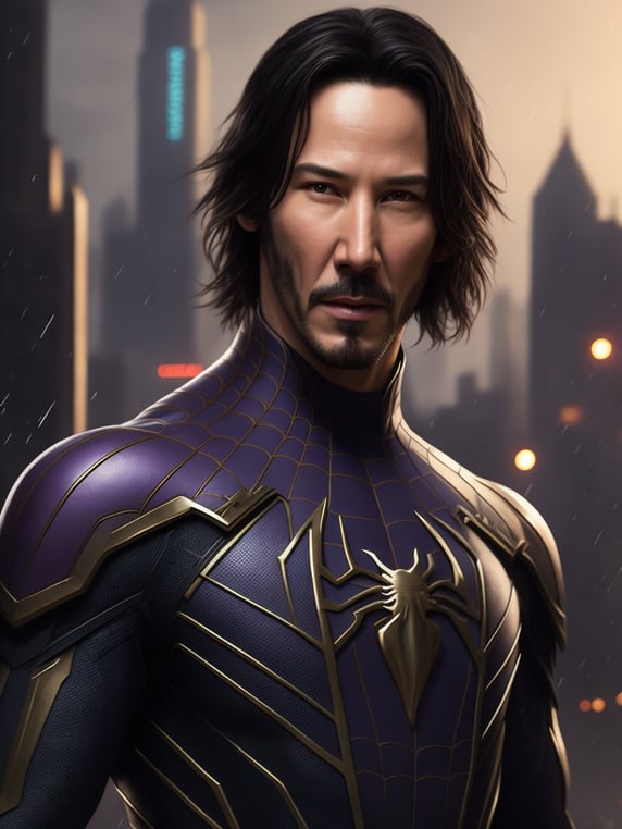Premium Free ai Images | keanu reeves in black spiderman suit with no ...