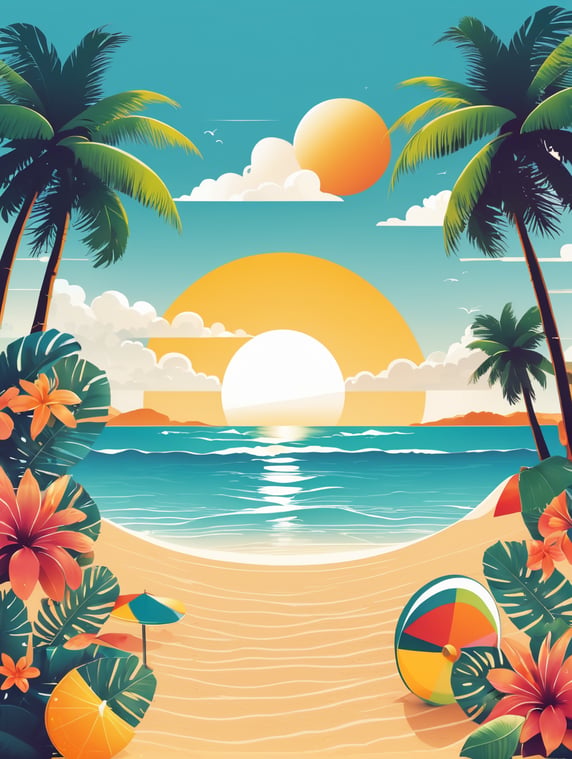 Premium Free ai Images | summer vibe vector art