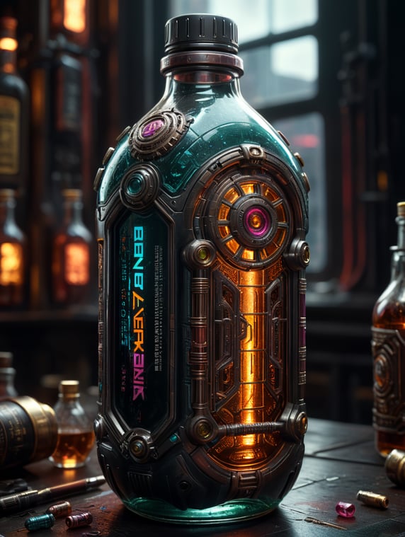 Premium Free ai Images | cyberpunk bottle
