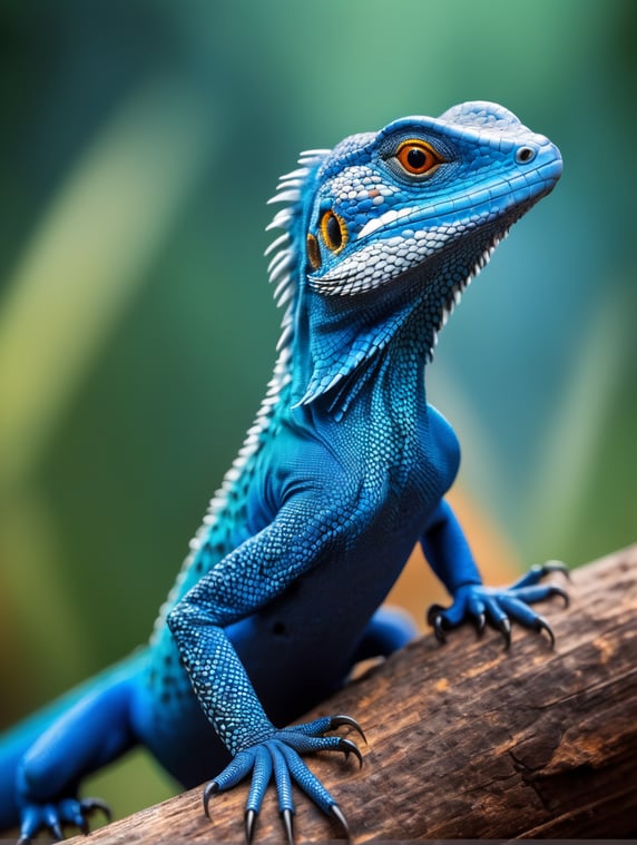 Premium Free ai Images | blue feathered lizard vibrant colors depth of field incredibly high ...