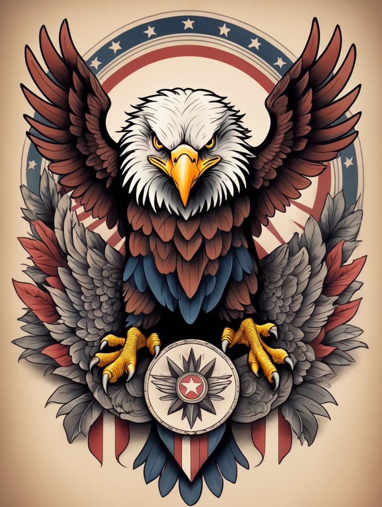 Premium Free ai Images | american traditional eagle tattoo design