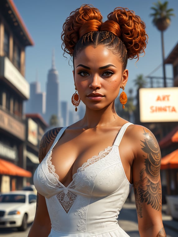 Premium Free ai Images | realistic gta afrolatina lightskin thick body