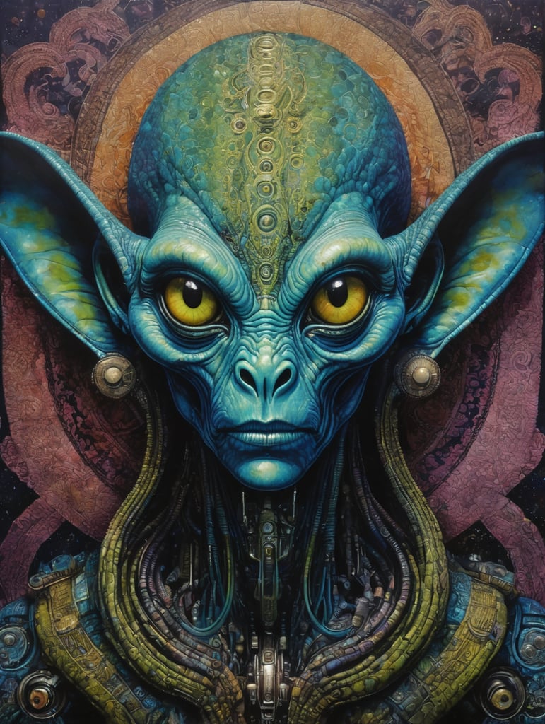 Premium Free ai Images | portrait of an alien batik intricate details ...