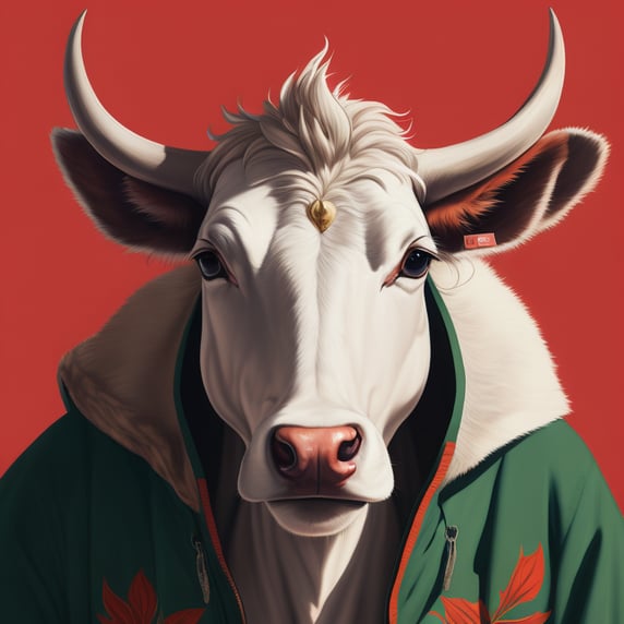 Premium Free ai Images | white cow face smile portrait red