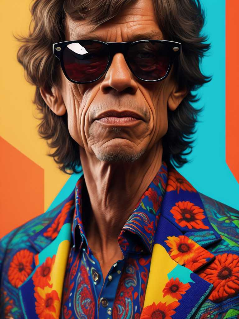 Premium Free ai Images | mick jagger wearing brightly patterned jacket ...