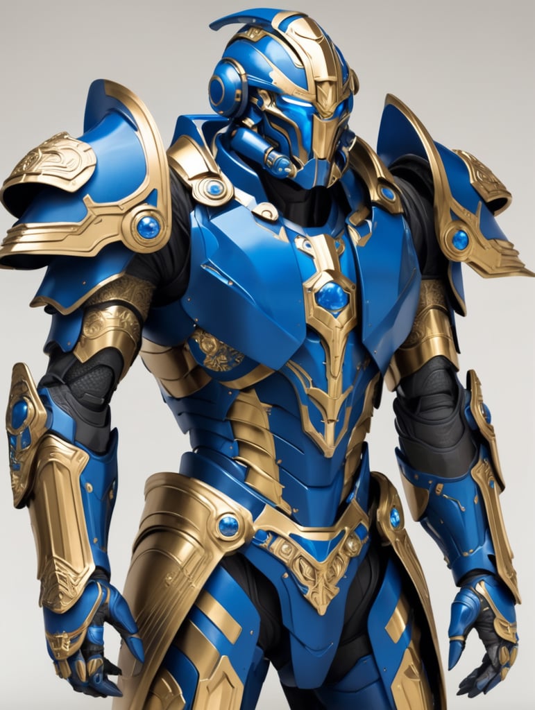 Premium Free ai Images | sci fi rustung mit blauen und goldenen akzenten
