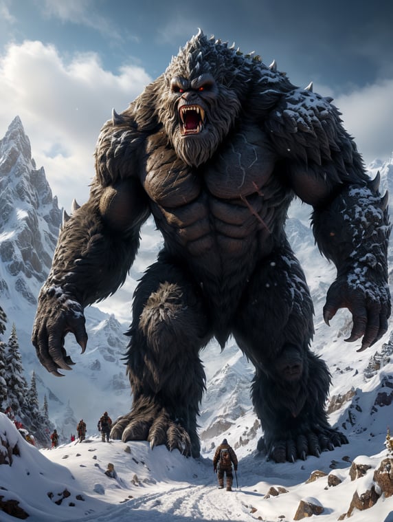 Premium Free ai Images | create big foot monster in the snow mountian
