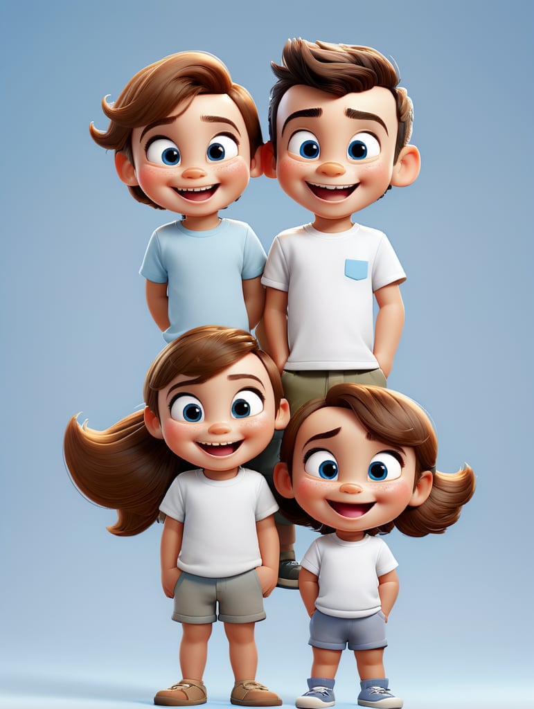 Premium Free ai Images  boy and girl wearing white shirts standing in  front of blue background blank shirts no print years old smiling toddlers  photo for apparel mock up