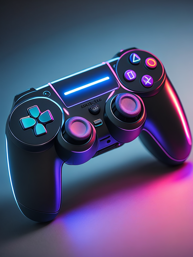 Premium Free ai Images design futuristic neon colored gaming