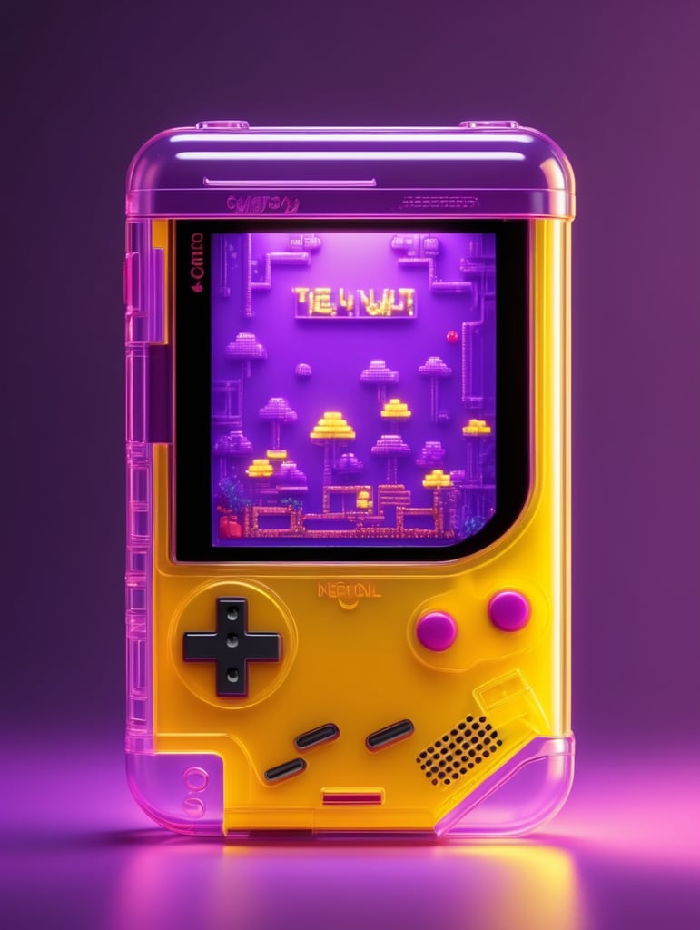 Premium Free ai Images | render retro tiny cute yellow game boy ...