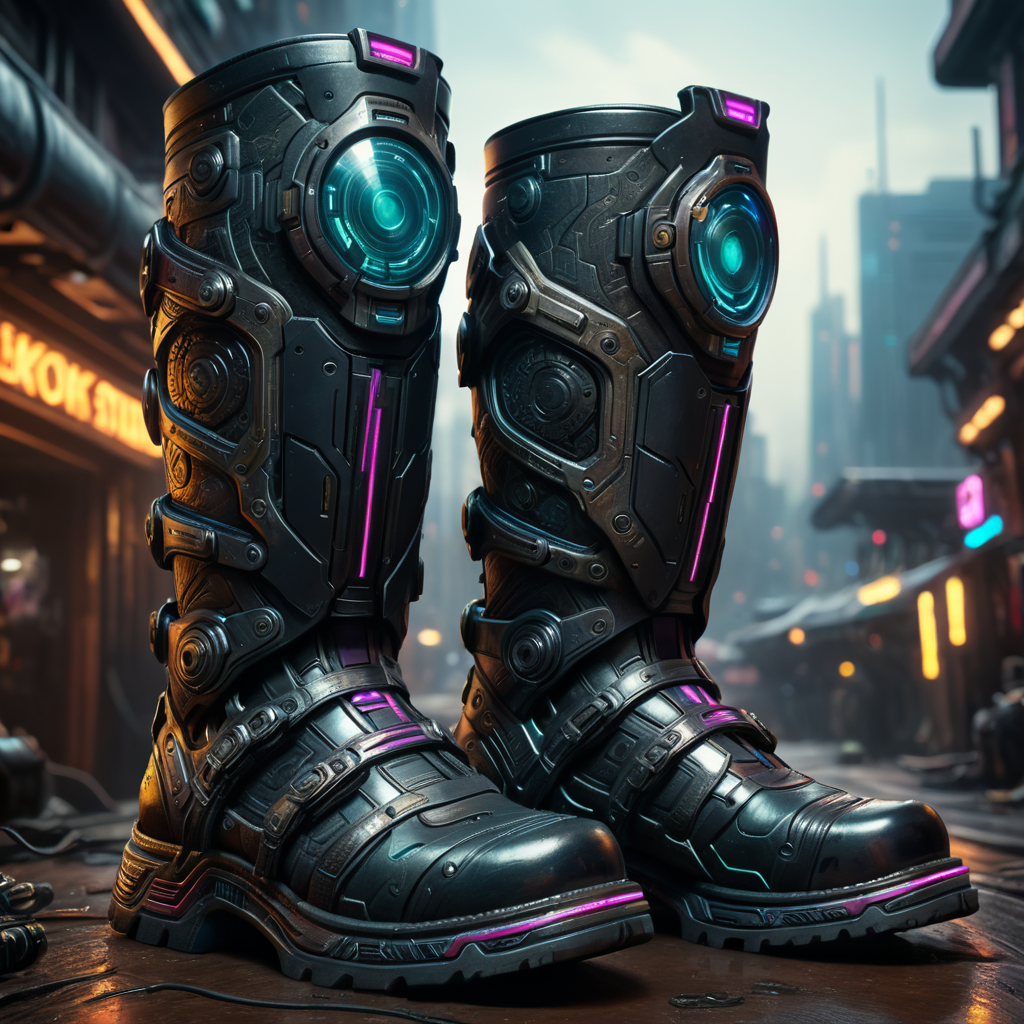 Premium Free ai Images | cyberpunk magnetic boots
