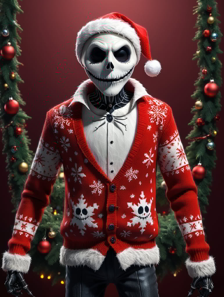Premium Free ai Images jack skellington standing wearing an ugly