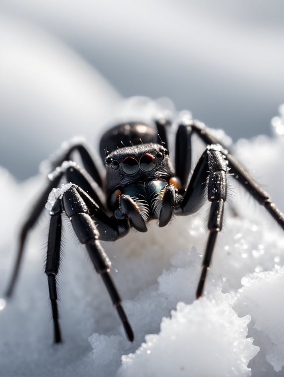 Premium Free ai Images | black spider in the snow