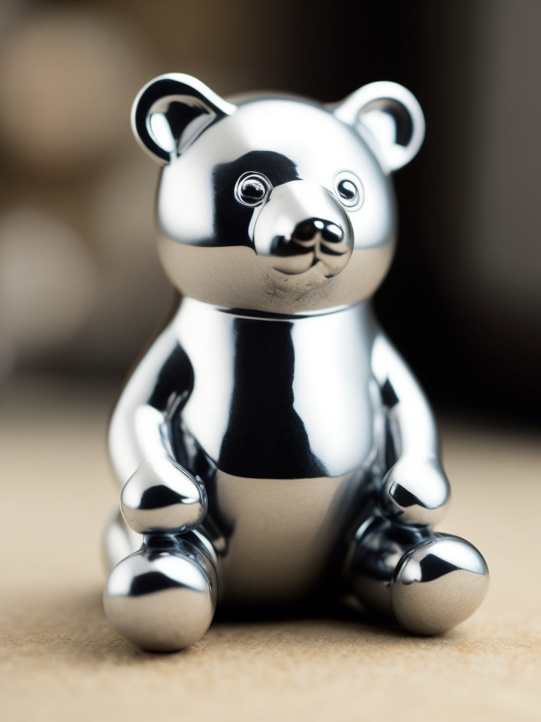 small chrome figure of a bear toy