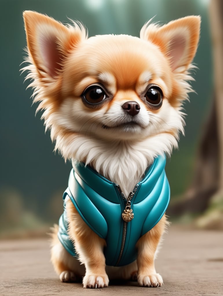 Premium Free ai Images | cute fluffy chihuahua kingfisher full view ...