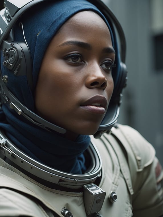 Premium Free ai Images | black chubby women an astronaut