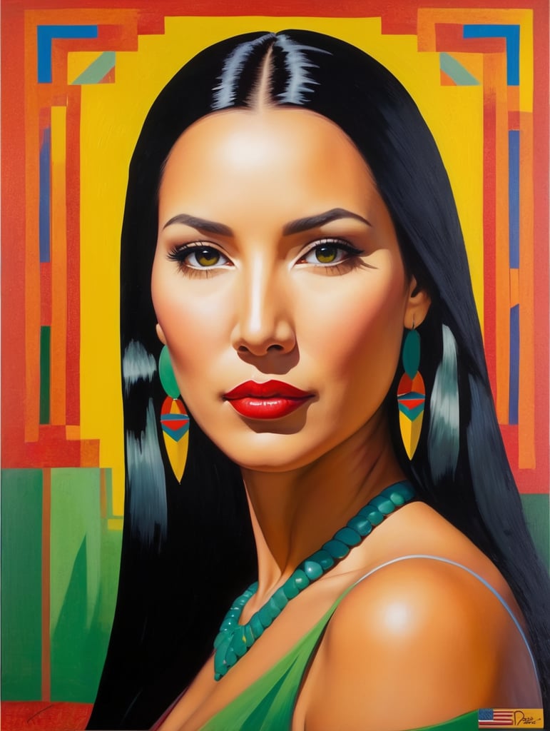 Premium Free ai Images | pocahontas painting oil portrait expressionism ...