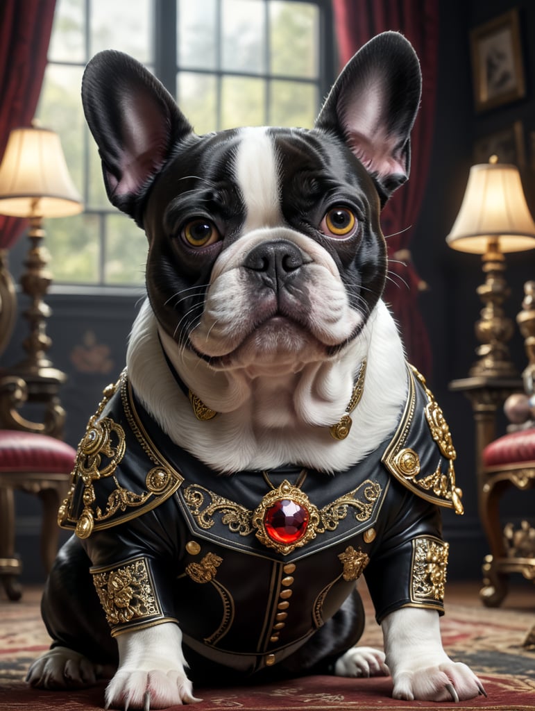 Orecchini A Perno Bulldog Francese - Bianco E Nero - In Argento 925 Con Confezione Regalo
