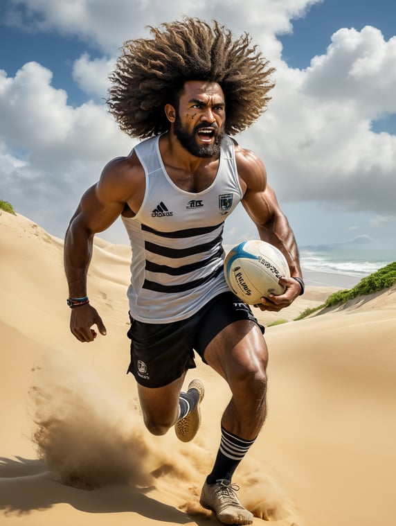 Premium Free ai Images | fijian warrior with long frizzy wearing black ...