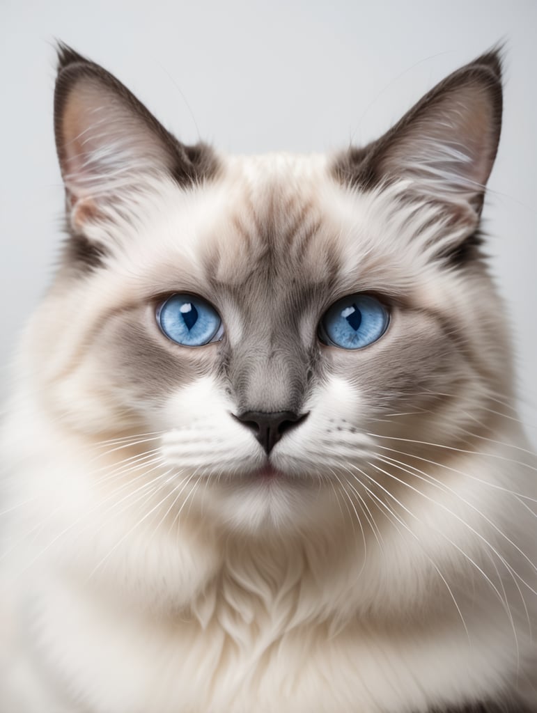 Premium Free ai Images | ragdoll cat with blue eyes looking at the ...