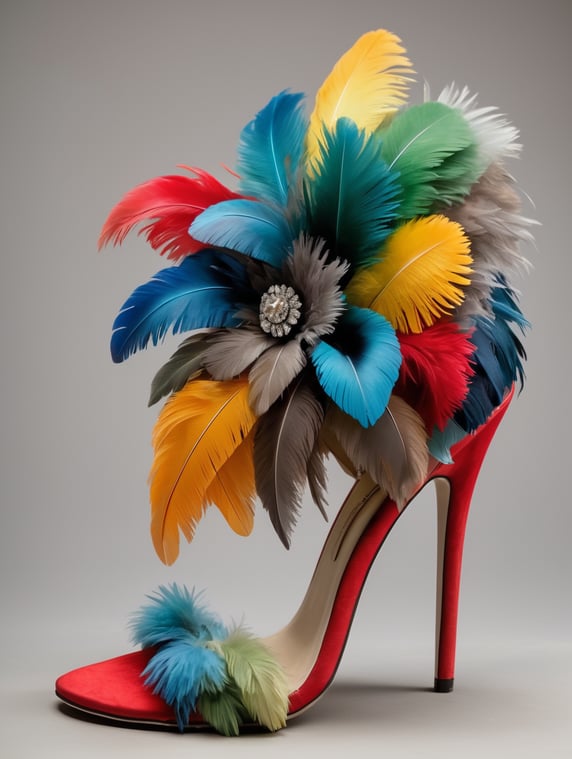 Premium Free ai Images | high heeled shoe made from colored parrots ...
