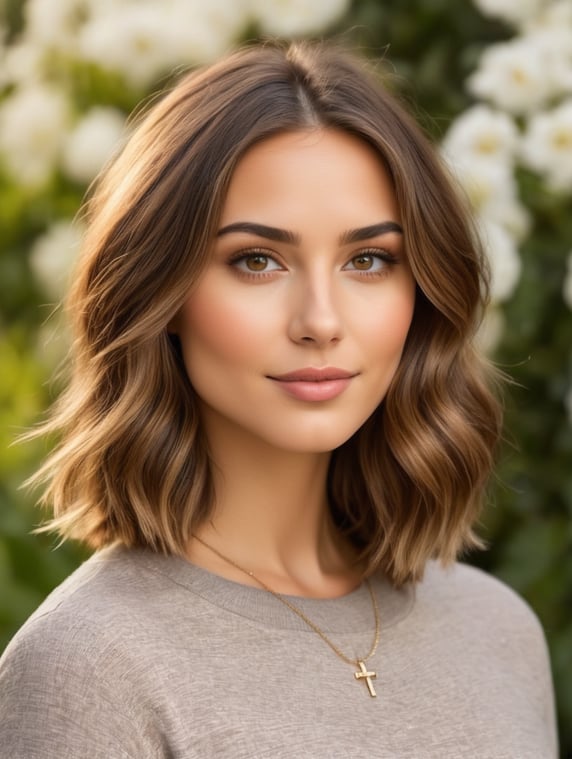 Premium Free ai Images | have fair complexion shoulder length brown ...