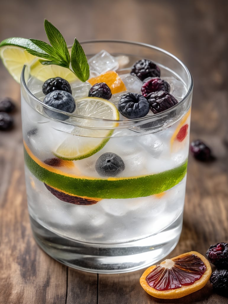 Gin and Tonic with dried fruit slices