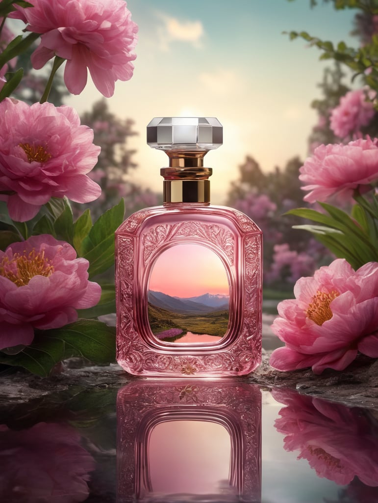 Premium AI Image  Luxury perfume bottle with flowers