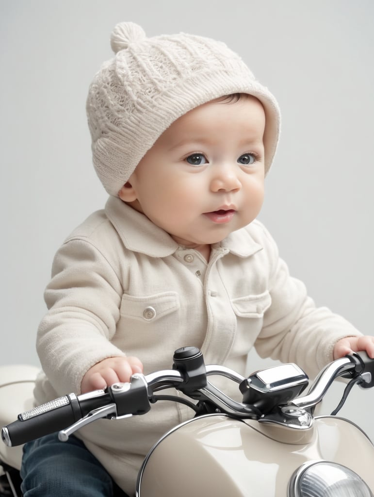 Little baby on a motorbike