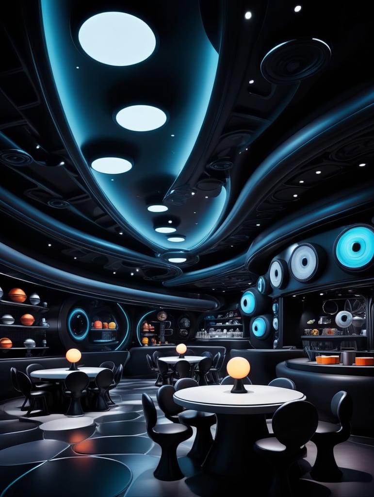 Premium Free ai Images | futuristic interior of ufo cafe alien interior ...