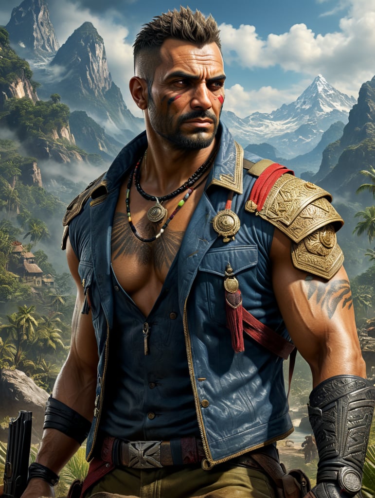 Premium Free ai Images | hero man from game far cry fashion poster