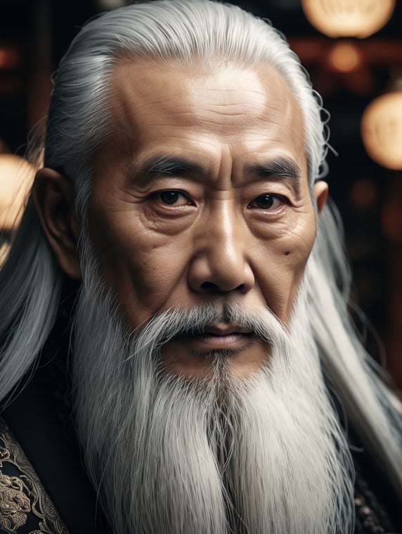 Premium Free ai Images wise old japanese man from tokyo with long