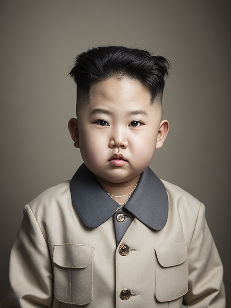 portrait of Kim Jong Un as a kid, happy
