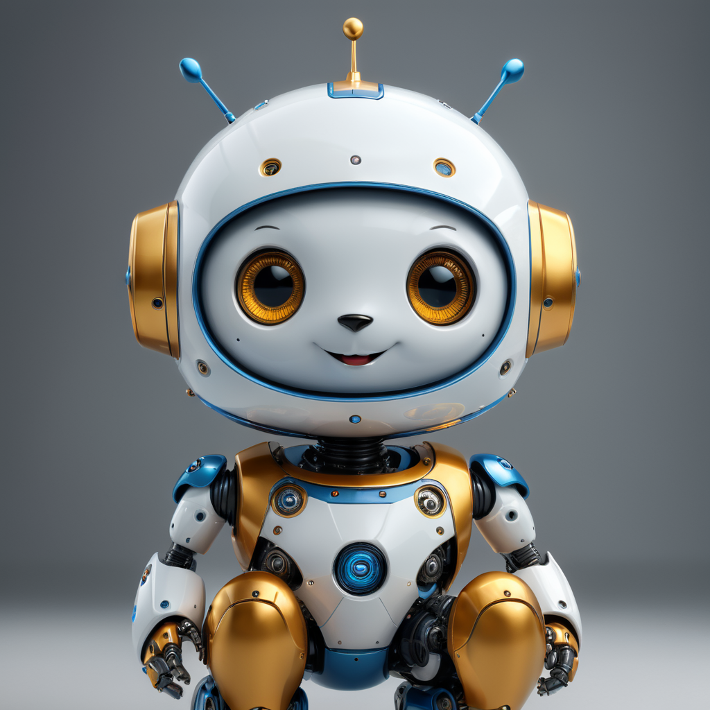 Premium Free ai Images  friendly blue cute chat bot for web page