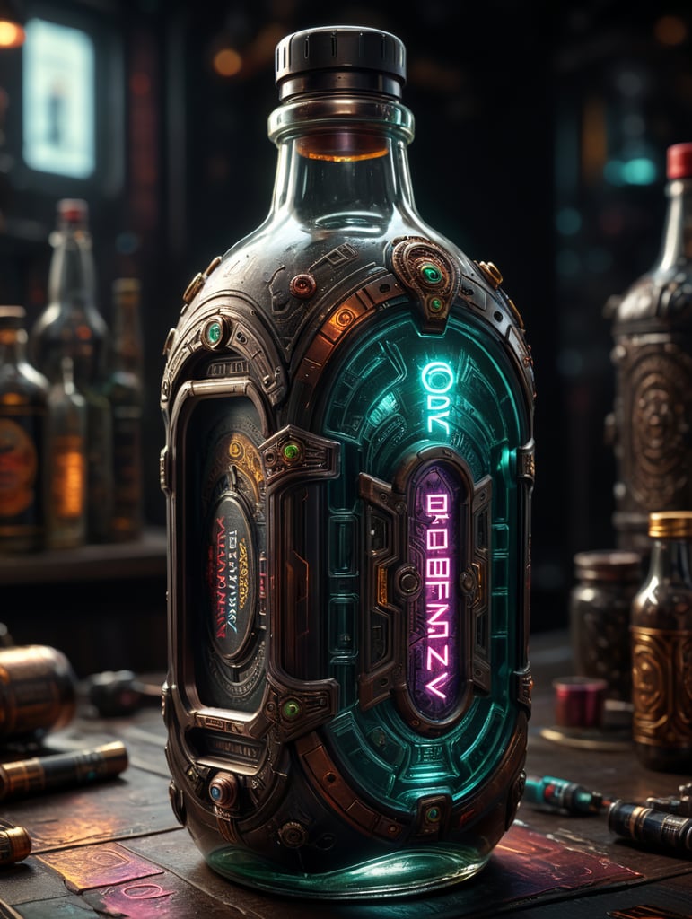 Premium Free ai Images | cyberpunk bottle
