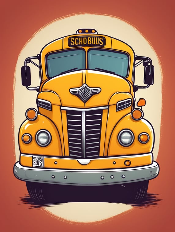 Premium Free ai Images | vector classic school bus with hand drawn ...