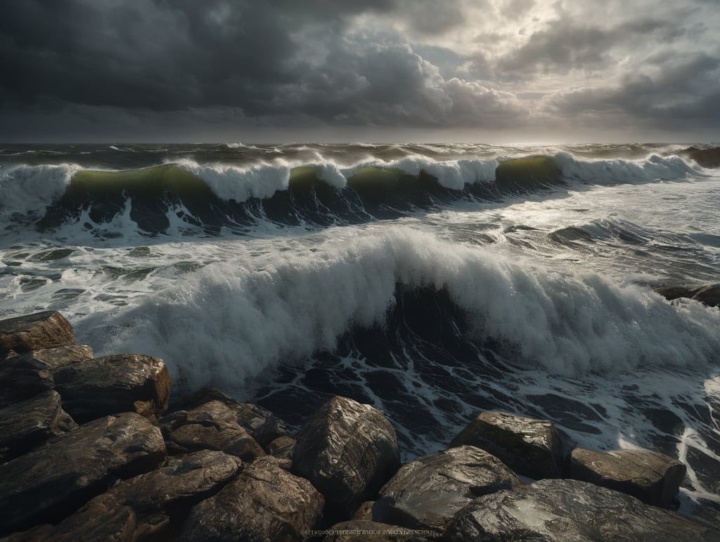 Premium Free ai Images | harsh storm high dramatic waves coast in ...