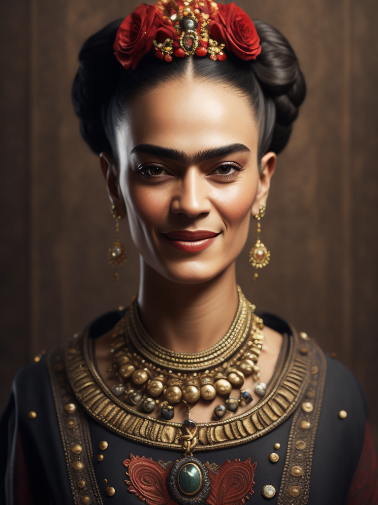 Lumenor AI Image Generation - frida kahlo standing smiling