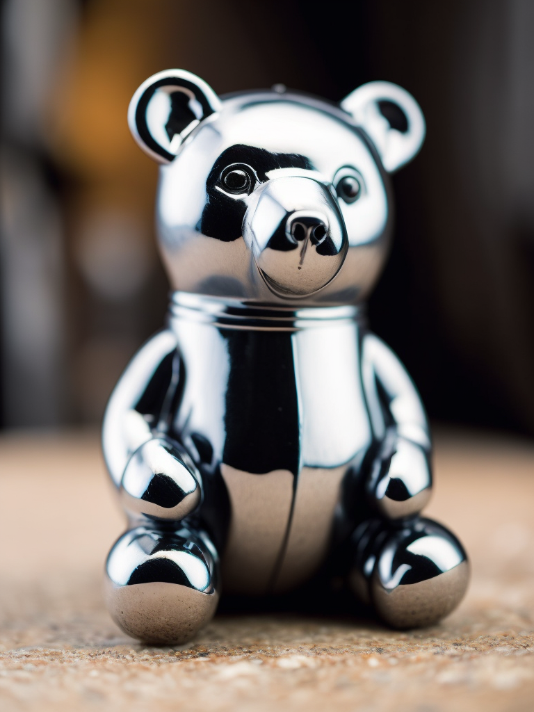 small chrome figure of a bear toy