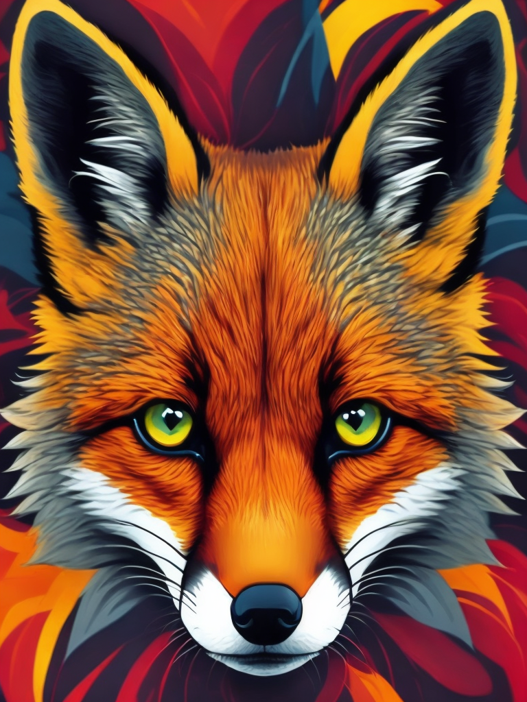 Premium Free ai Images | fox brightly patterned vivid saturated colors ...