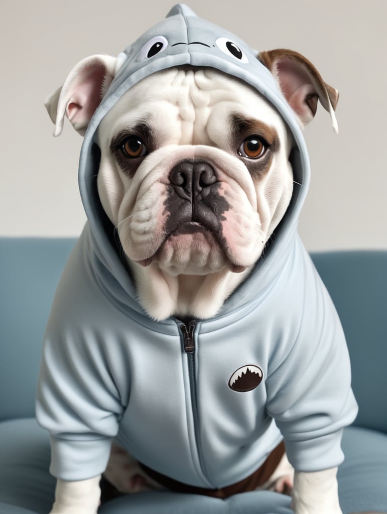 Premium Free ai Images white bulldog with brown spot on one eye