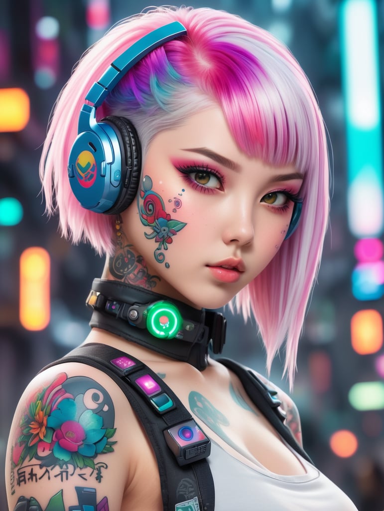 Premium Free ai Images | cute anime girl with tattoo on face white skin ...