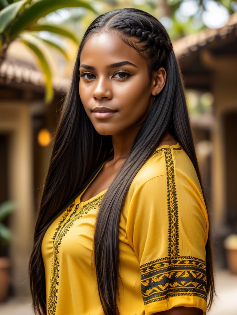 Premium Free ai Images | uma linda garota negra de cabelos lisos ...