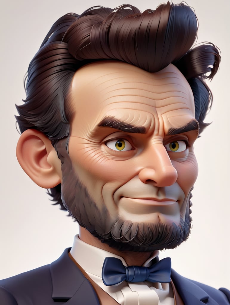 Half-body Portrait of Abraham Lincoln, bright and saturated colors, highly detailed, sharp focus, Bright expressive, Dramatic Lighting, Depth of field, Incredibly high detailed, on a white background