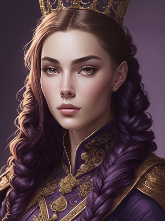 Premium Free ai Images | portrait of young queen with long wine color ...