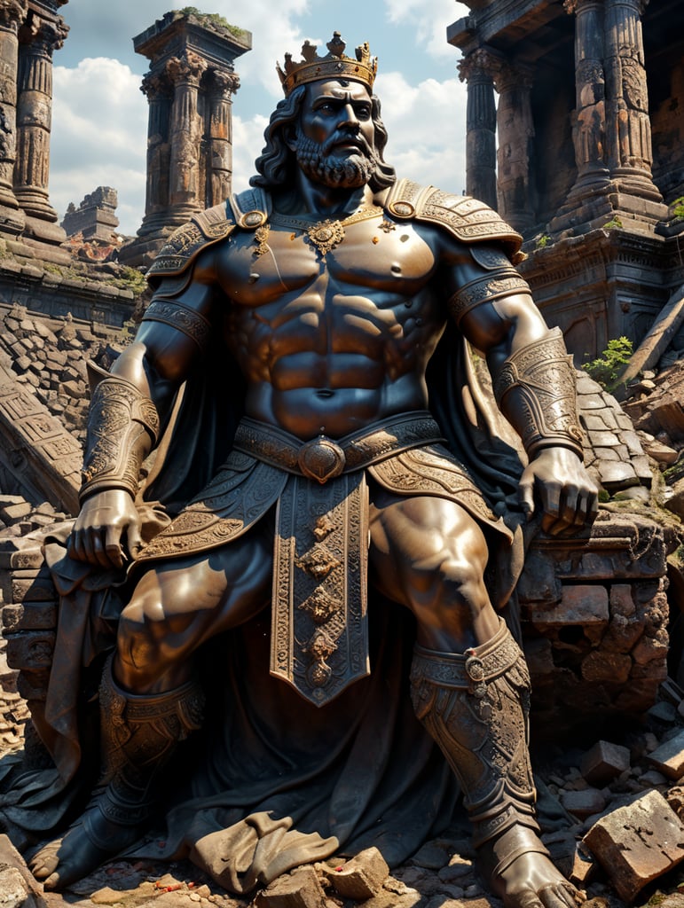 Premium Free ai Images destroyed statue of king