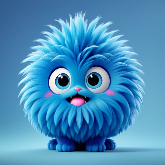 Premium Free ai Images | blue fuzzy hairy ball creature