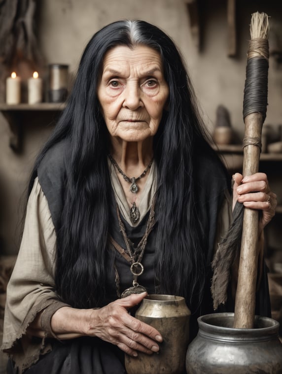 Premium Free ai Images | old woman witch front facing portrait ...